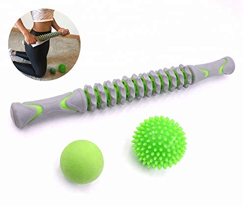 Set 9 Pièces Massage Et Fitness - Rouleau, Bâton, Bandes, Balles - Pour Récupération, étirement, Renforcement